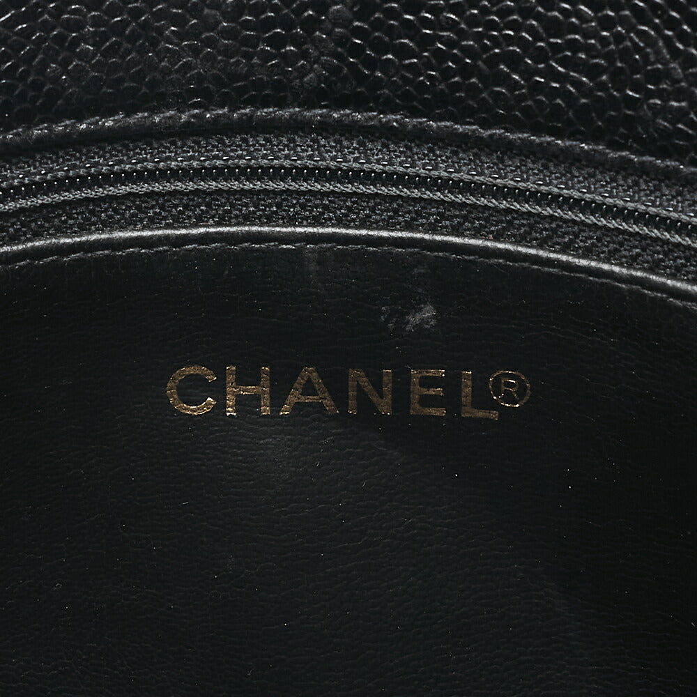 CHANEL Matelasse Chain Shoulder with Ball Charm Caviar Skin Black Gold-Tone Hardware, Pre-Owned