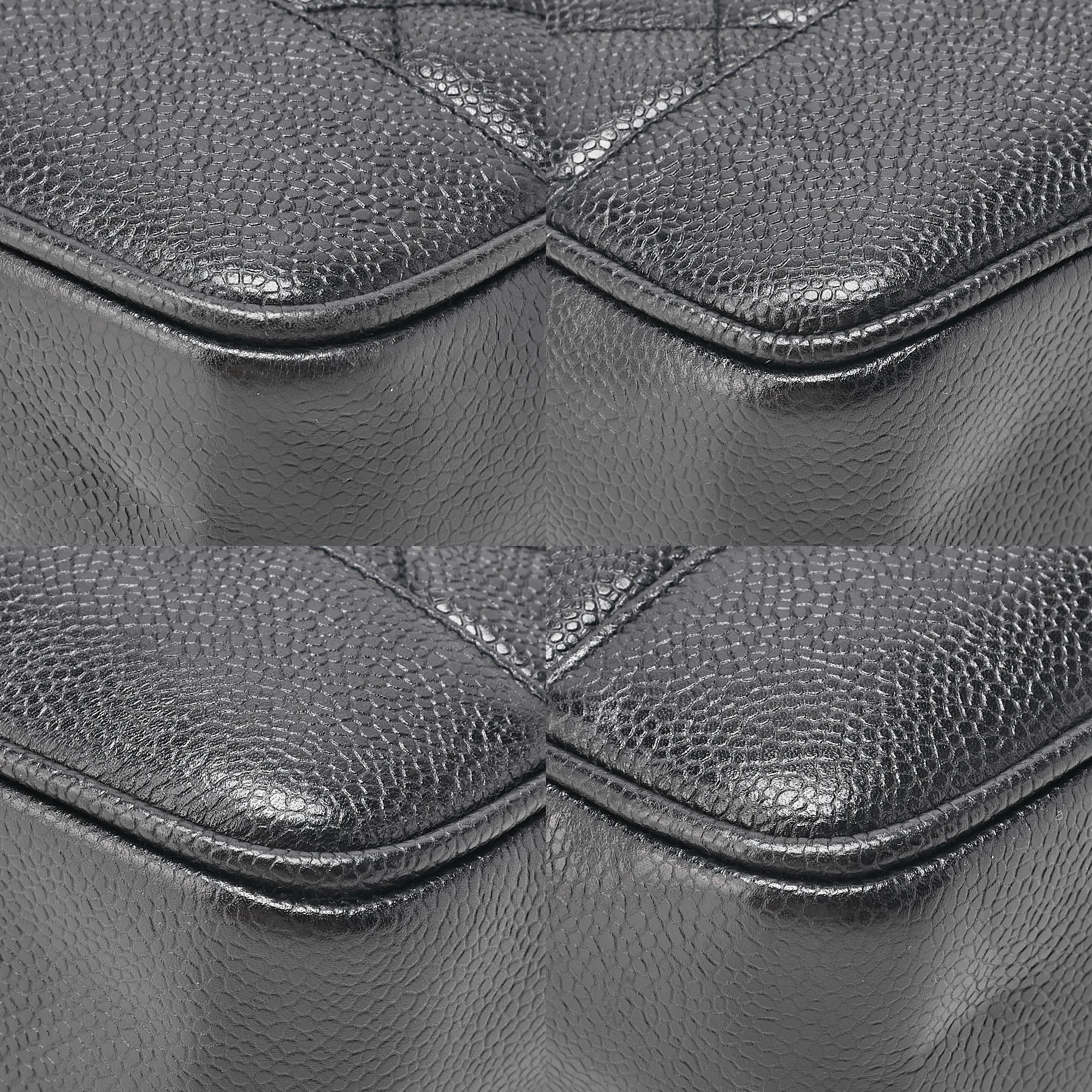 CHANEL Matelasse Chain Shoulder with Ball Charm Caviar Skin Black Gold-Tone Hardware, Pre-Owned