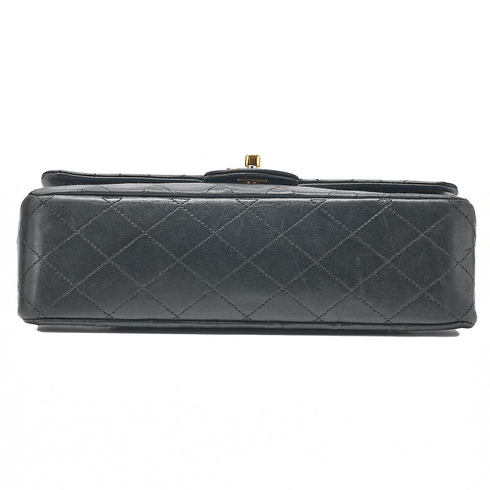 CHANEL Lambskin Matelasse 25cm Double Flap Chain Shoulder Black Gold-Tone Hardware, Pre-Owned