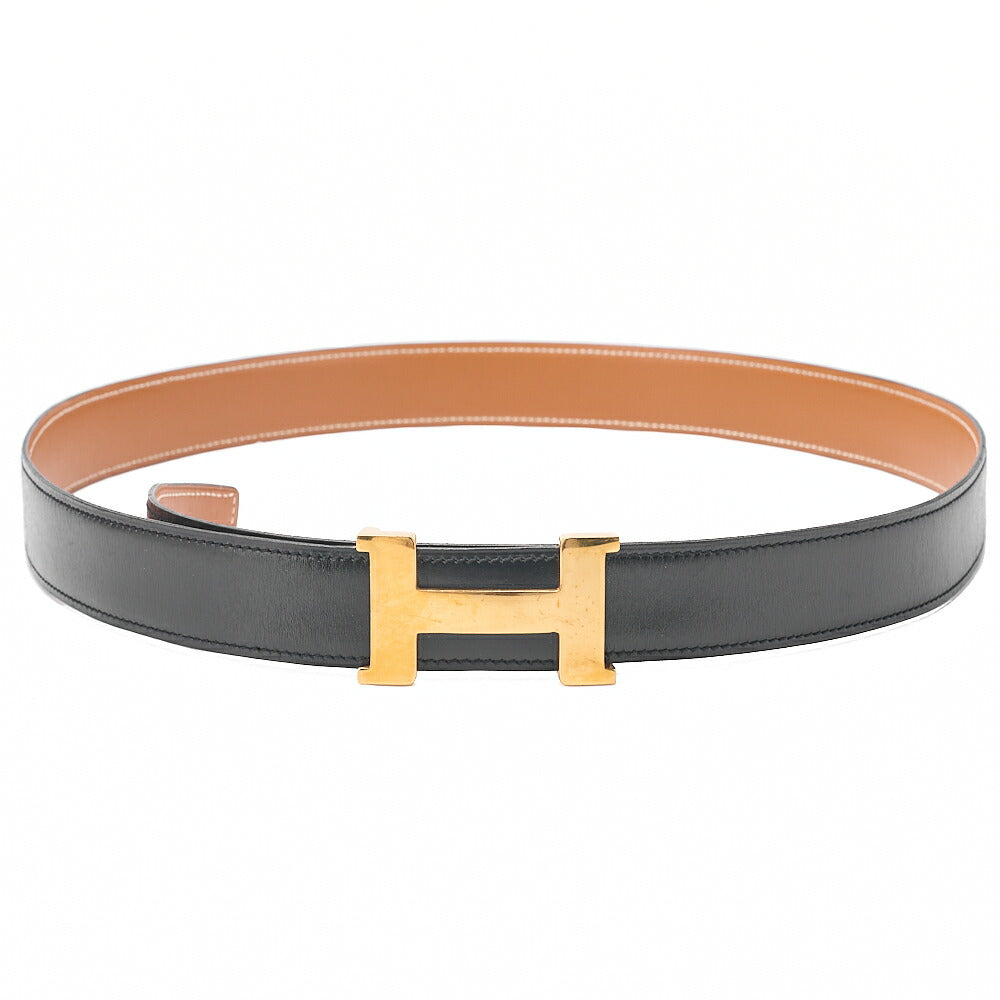 HERMES Constance H Belt 95 Black x Gold (Finish Hardware) Gold-Tone Hardware, Pre-Owned