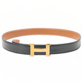 HERMES Constance H Belt 95 Black x Gold (Finish Hardware) Gold-Tone Hardware, Pre-Owned
