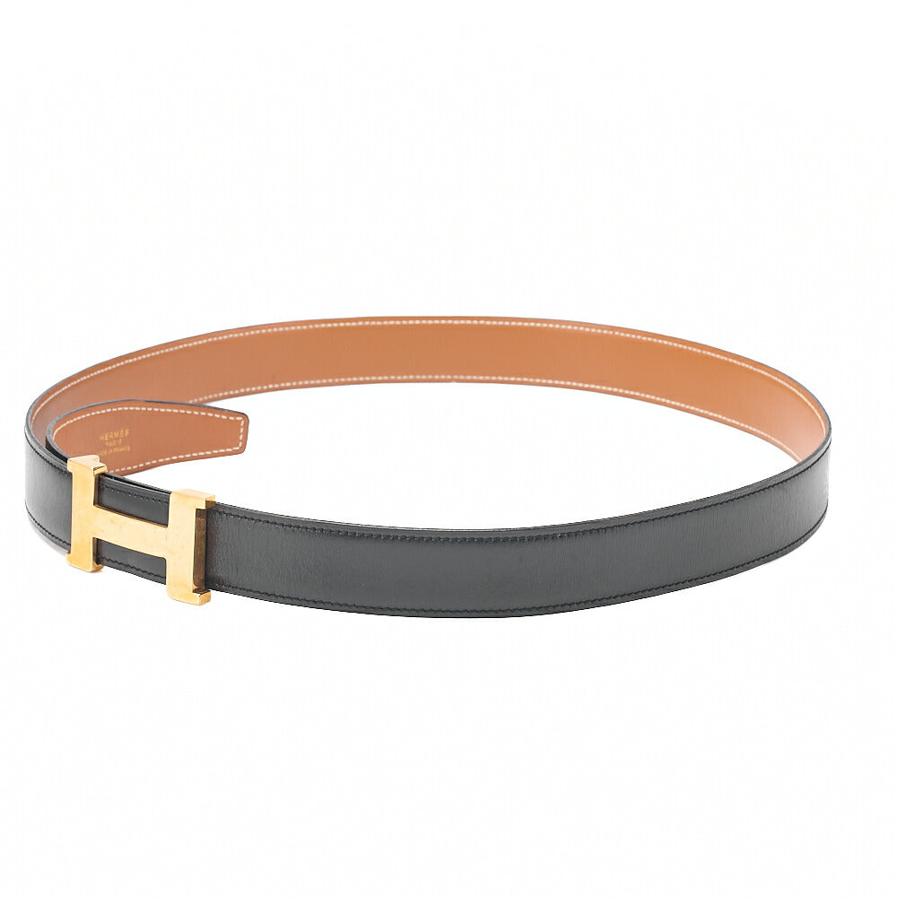 HERMES Constance H Belt 95 Black x Gold (Finish Hardware) Gold-Tone Hardware, Pre-Owned