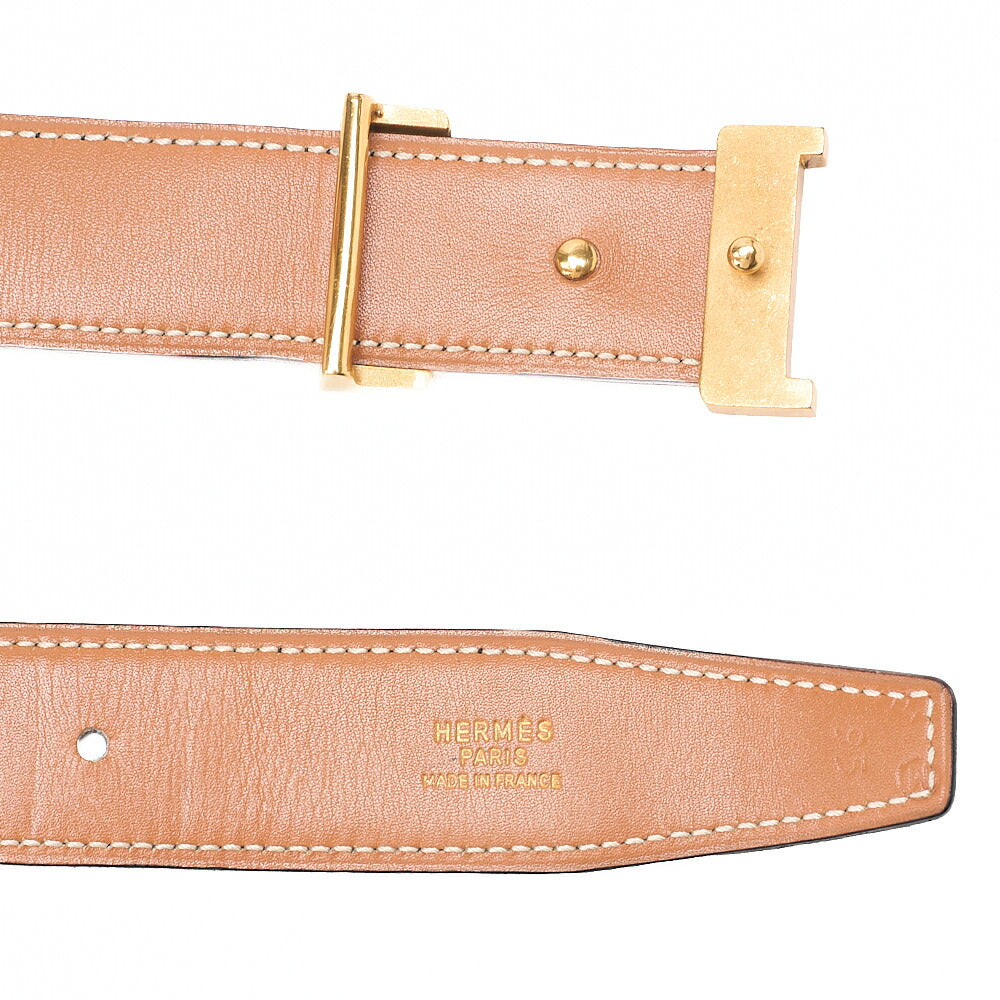HERMES Constance H Belt 95 Black x Gold (Finish Hardware) Gold-Tone Hardware, Pre-Owned