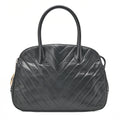 CHANEL Lambskin V-Stitch with Circle Charm Handbag Black Gold-Tone Hardware, Pre-Owned