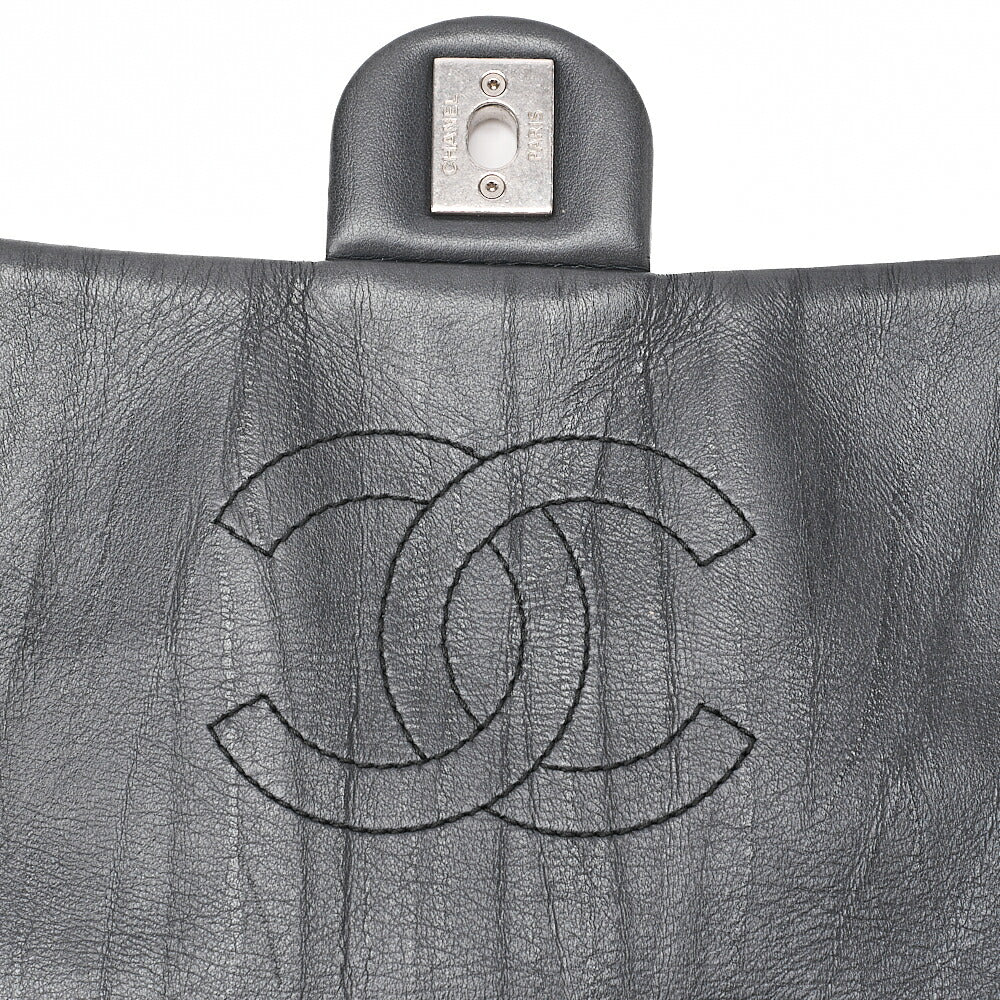 CHANEL Calfskin Matelasse Chain Backpack Metal Gray Silver-Tone Hardware, Pre-Owned