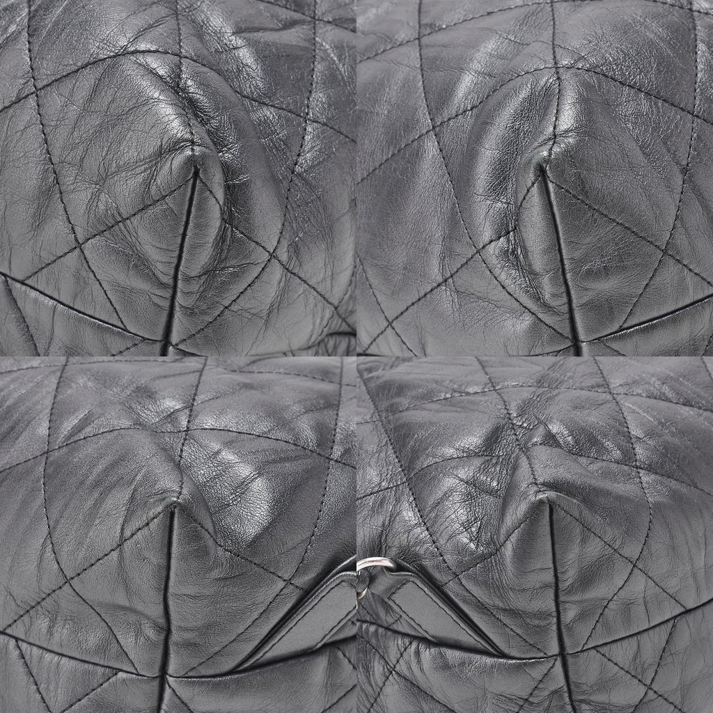 CHANEL Calfskin Matelasse Chain Backpack Metal Gray Silver-Tone Hardware, Pre-Owned