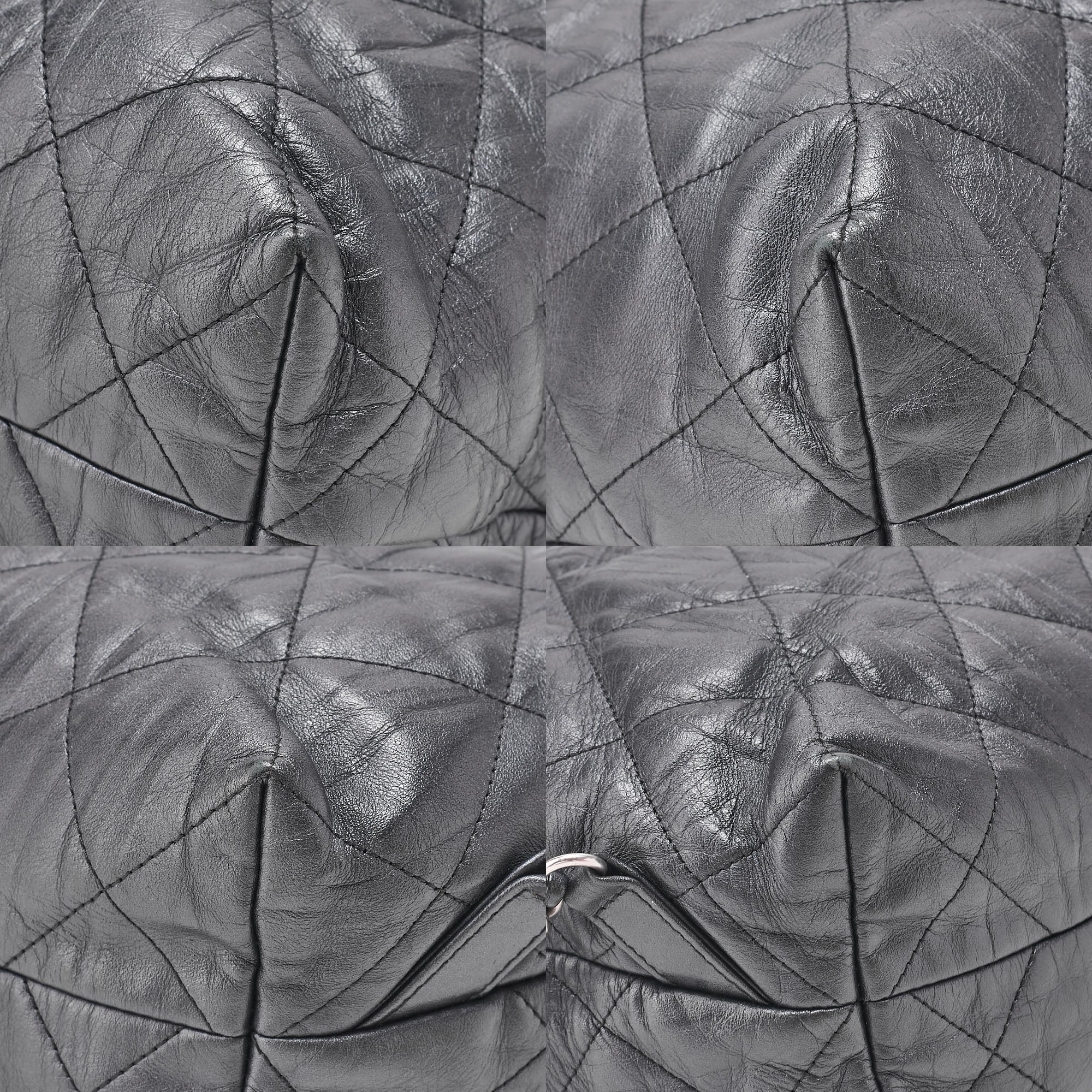 CHANEL Calfskin Matelasse Chain Backpack Metal Gray Silver-Tone Hardware, Pre-Owned