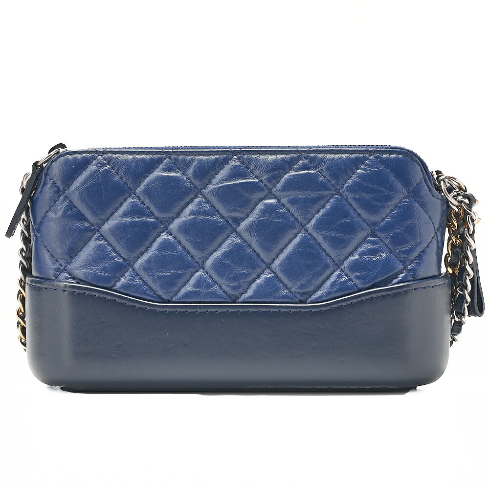 CHANEL Vintage Calf Gabrielle de Chanel Chain Shoulder Navy Gold x Silver -Tone Hardware, Pre-Owned