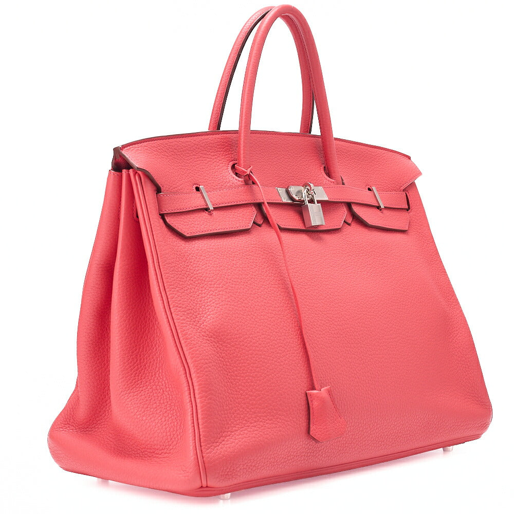 HERMES Birkin 40 Handbag Taurillon Clemence Bougainvillea Silver-Tone Hardware, Pre-Owned