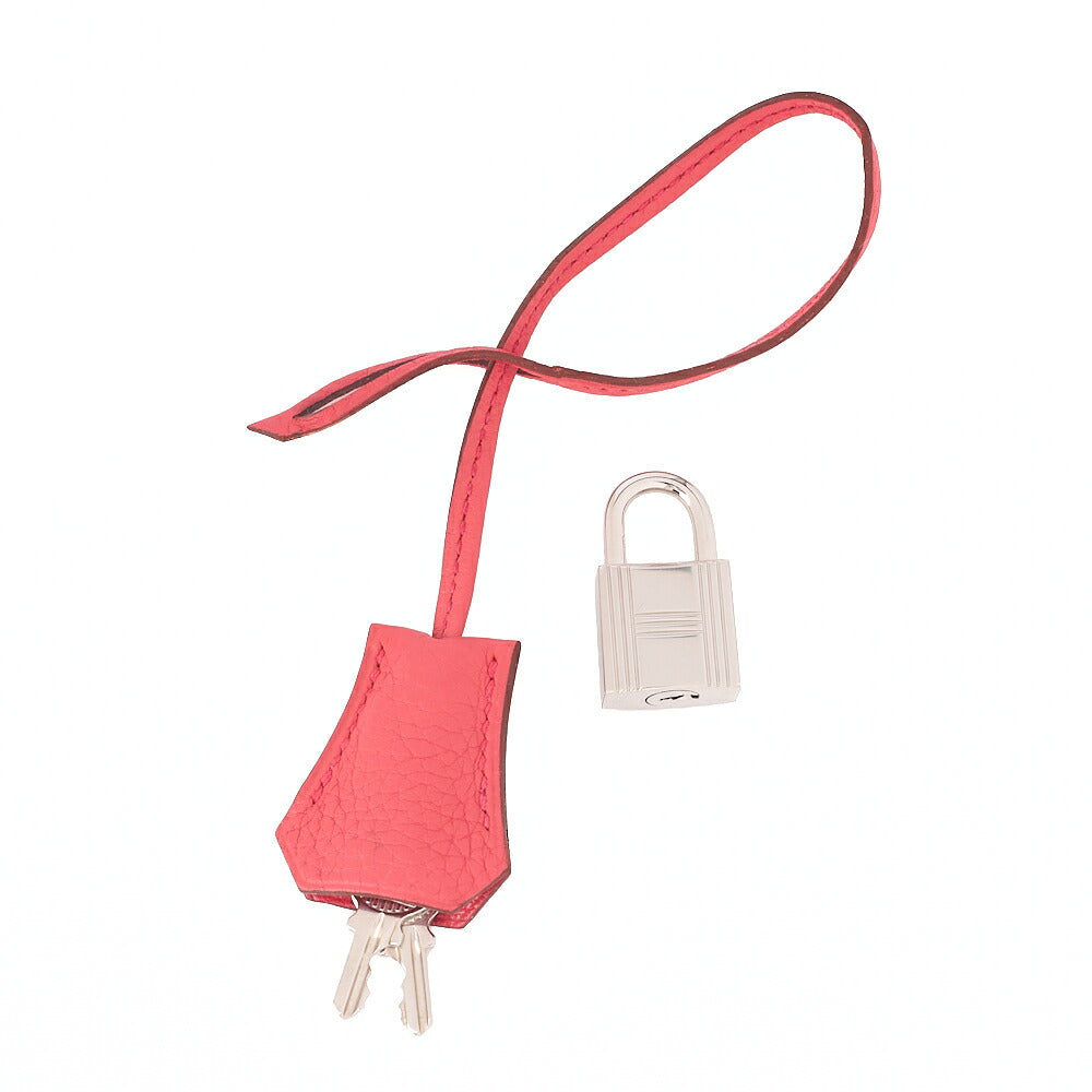 HERMES Birkin 40 Handbag Taurillon Clemence Bougainvillea Silver-Tone Hardware, Pre-Owned