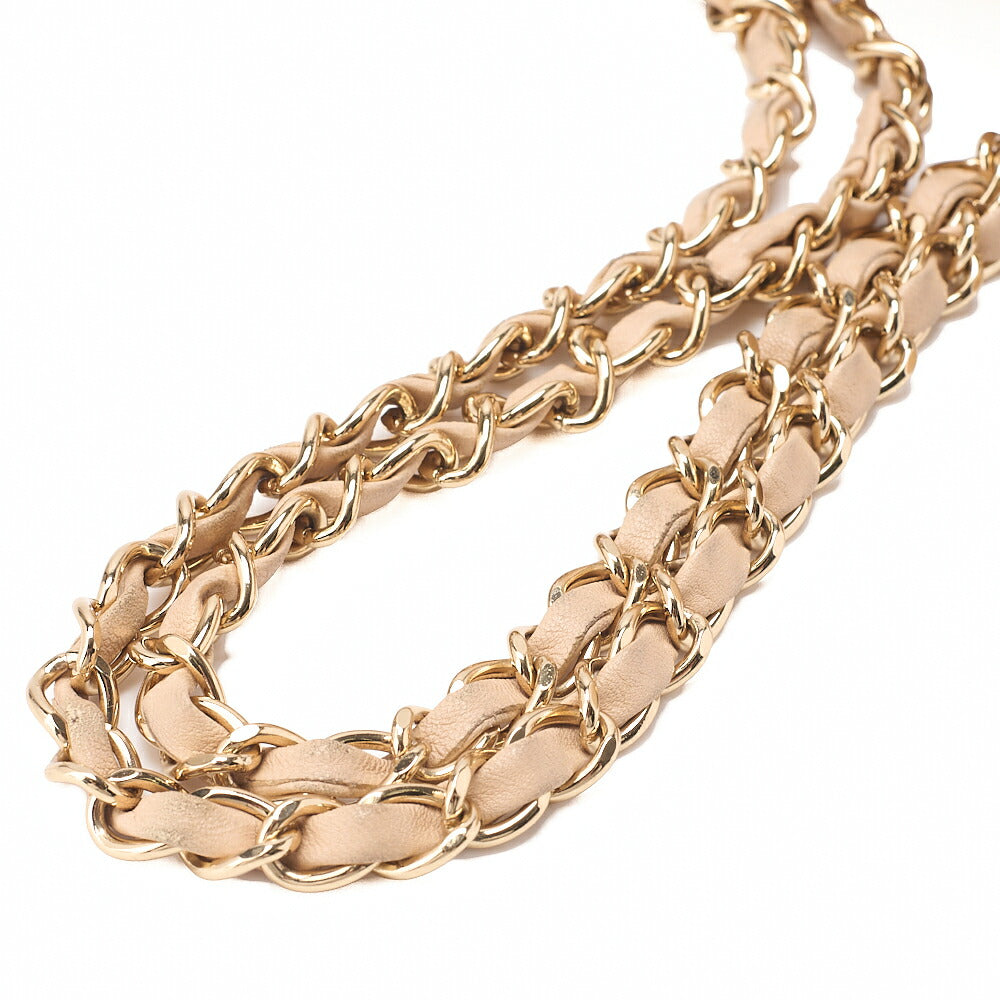 CHANEL Lambskin Matelasse Double Flap 25cm Chain Shoulder Beige Gold-Tone Hardware, Pre-Owned