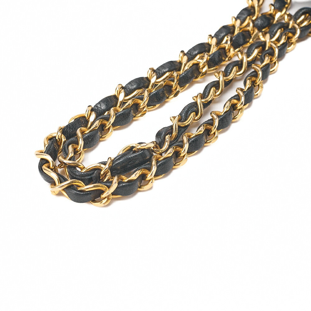 CHANEL Lambskin Matelasse 25cm Double Flap Chain Shoulder Black Gold-Tone Hardware, Pre-Owned