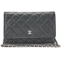 CHANEL Matelasse Chain Wallet Caviar Skin Black Silver-Tone Hardware, Pre-Owned