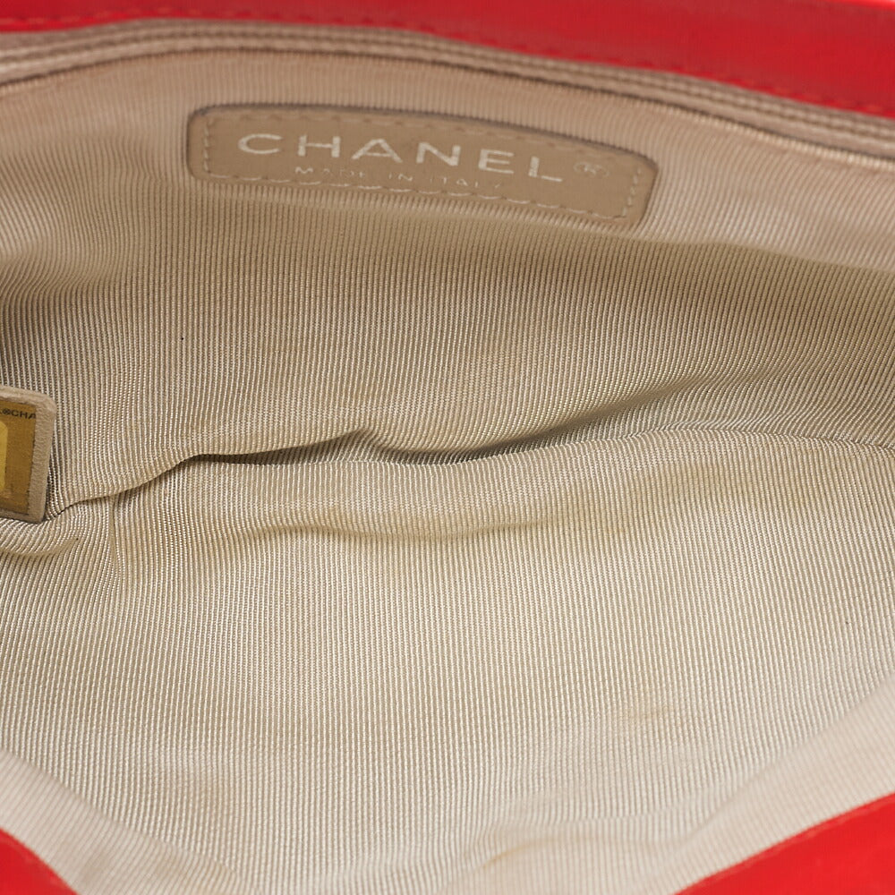 CHANEL Chain Shoulder Chain Around Lambskin Red Silver-Tone Hardware, Pre-Owned