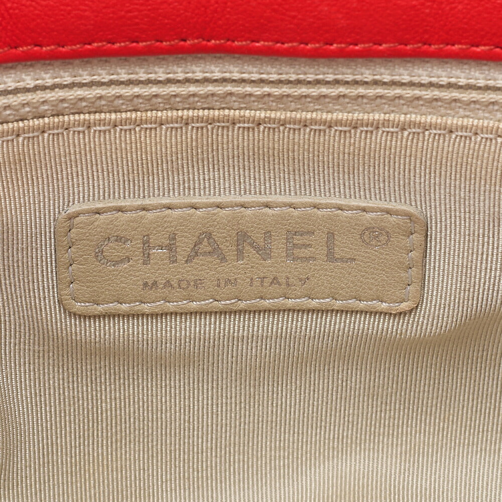 CHANEL Chain Shoulder Chain Around Lambskin Red Silver-Tone Hardware, Pre-Owned