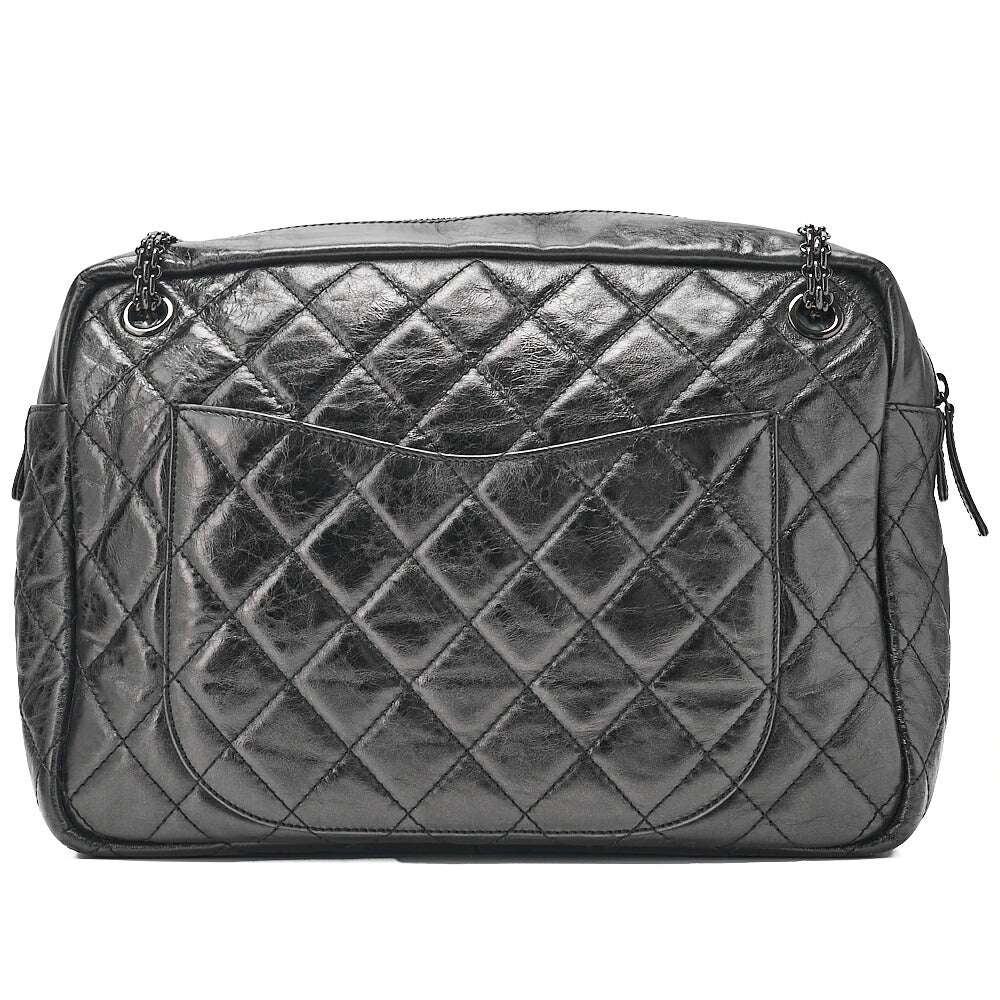 CHANEL Vintage Calf Matelasse 2.55 Turn Lock Chain Shoulder Black-Tone Hardware, Pre-Owned
