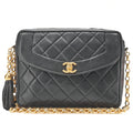 CHANEL Lambskin Matelasse Diana Flap Visual Chain Shoulder Black Gold-Tone Hardware, Pre-Owned
