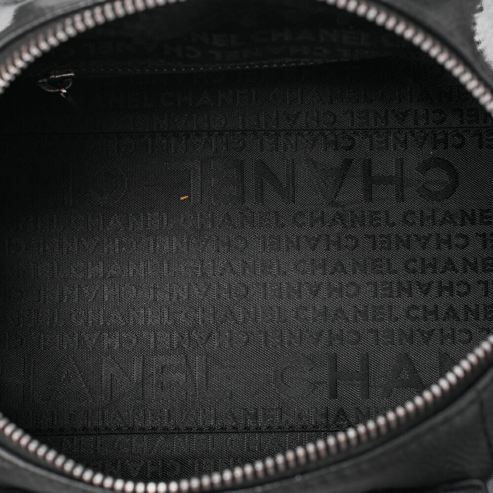 CHANEL Handbag Choco Bar Logo Coco Mark Caviar Skin Black Silver-Tone Hardware, Pre-Owned