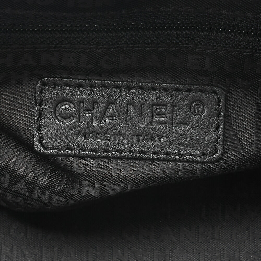 CHANEL Handbag Choco Bar Logo Coco Mark Caviar Skin Black Silver-Tone Hardware, Pre-Owned