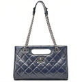 CHANEL Matelasse Vintage Calf 2WAY Chain Shoulder Dark Navy Silver-Tone Hardware, Pre-Owned