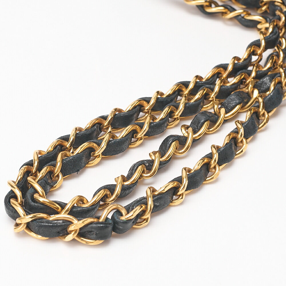 CHANEL Lambskin Matelasse 25cm Double Flap Chain Shoulder Black Gold-Tone Hardware, Pre-Owned