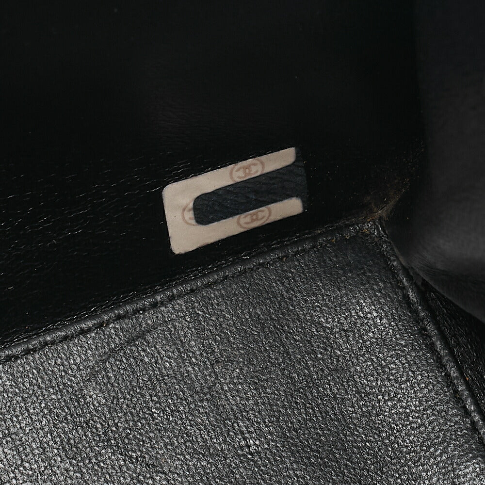 CHANEL Chanel Matelasse Trapezoidal 2.55 Turn Lock Single Flap Chain Shoulder Lambskin Black x White Gold-Tone Hardware, Pre-Owned