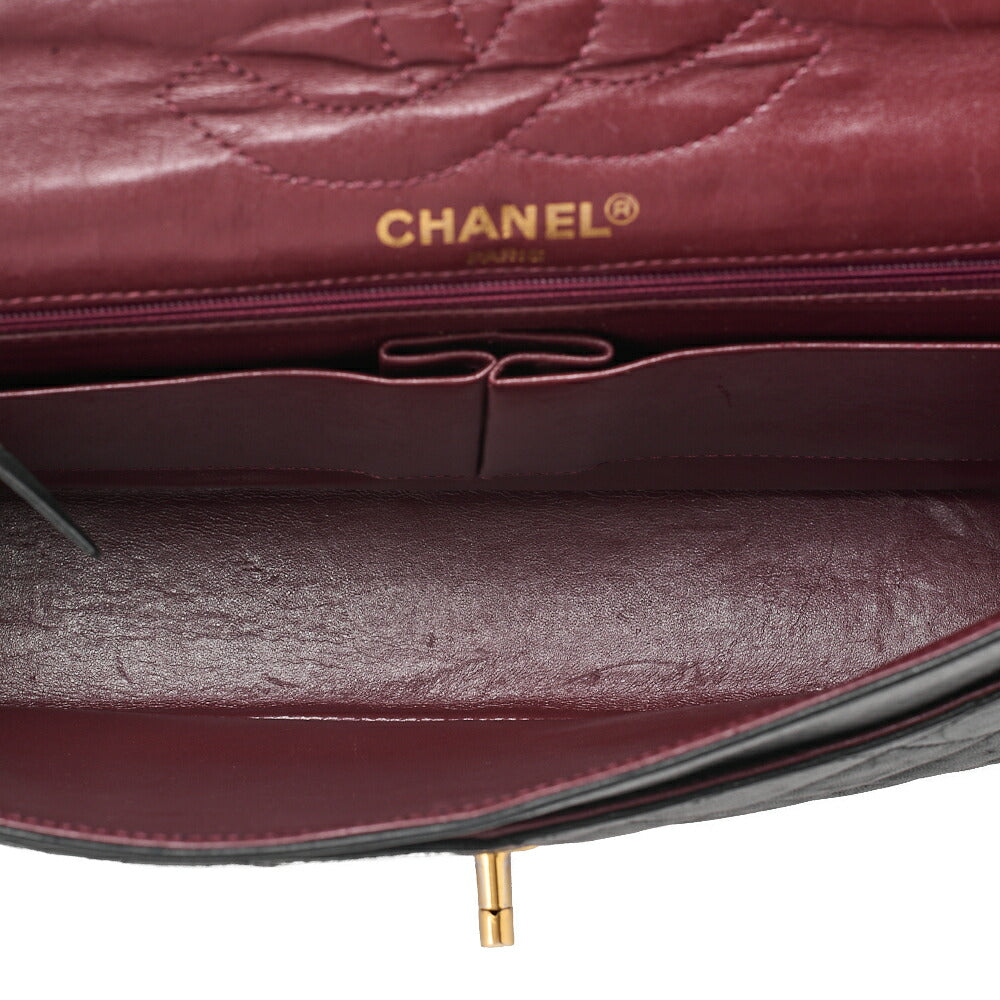 CHANEL Lambskin Matelasse Paris Limited Double Flap Chain Shoulder Bag Black Gold x Silver -Tone Hardware, Pre-Owned