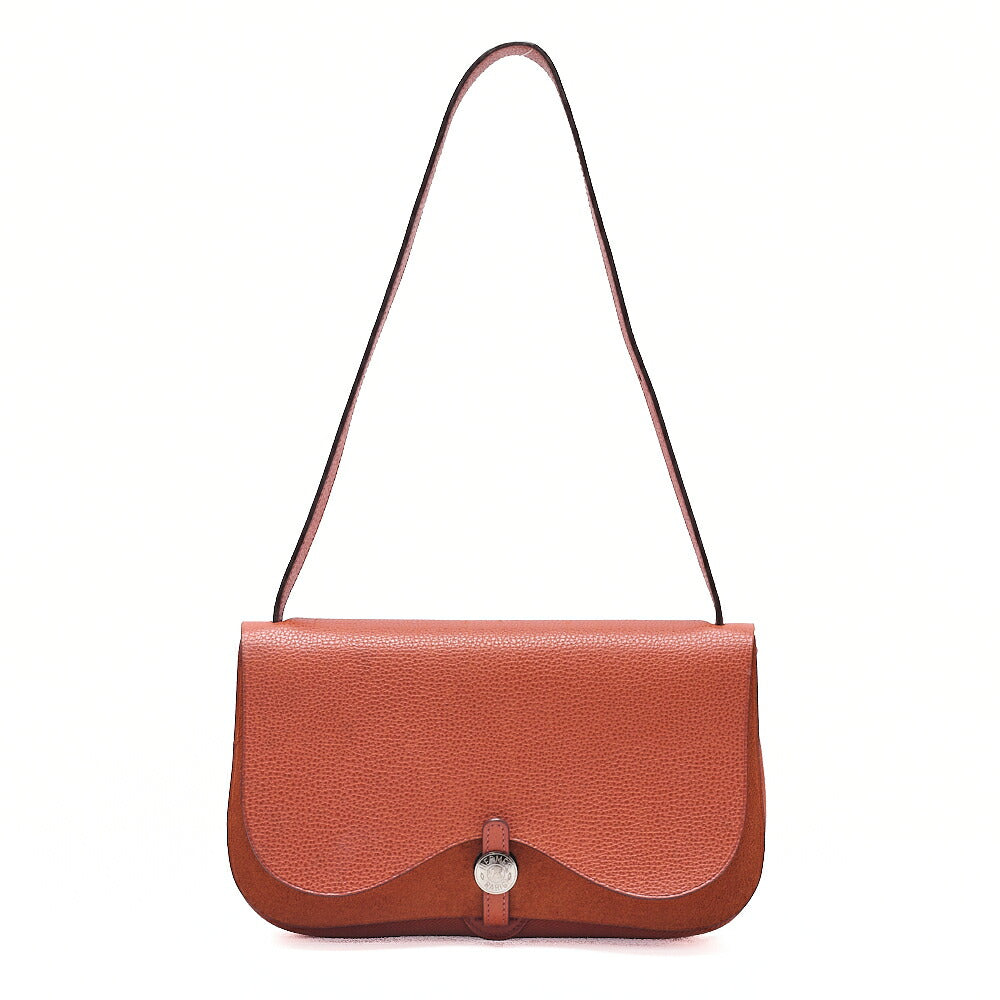 HERMES Sack Colorado PM Liege x Canvas Shoulder Bag Orange Silver-Tone Hardware, Pre-Owned