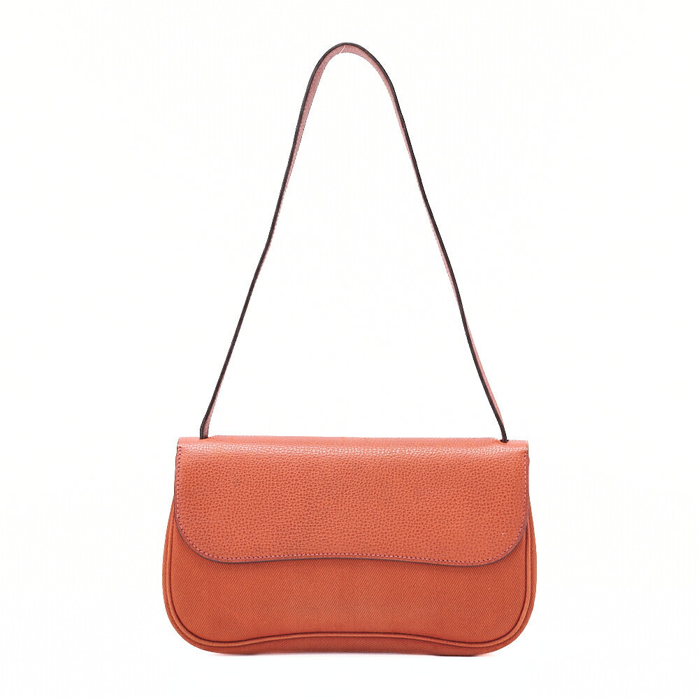 HERMES Sack Colorado PM Liege x Canvas Shoulder Bag Orange Silver-Tone Hardware, Pre-Owned
