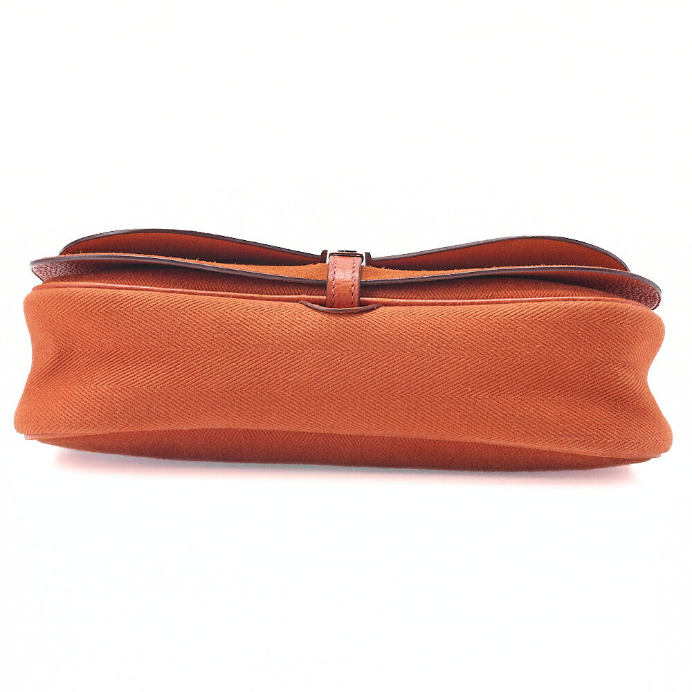 HERMES Sack Colorado PM Liege x Canvas Shoulder Bag Orange Silver-Tone Hardware, Pre-Owned