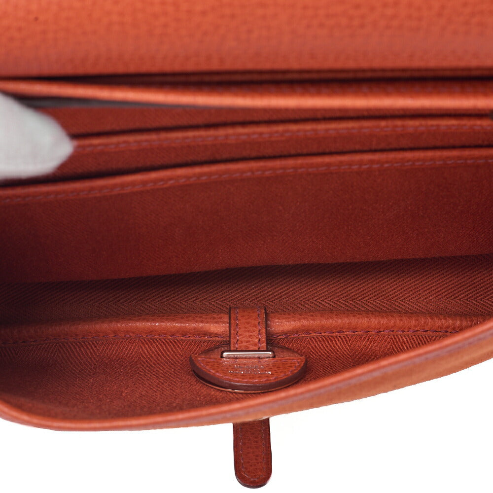 HERMES Sack Colorado PM Liege x Canvas Shoulder Bag Orange Silver-Tone Hardware, Pre-Owned