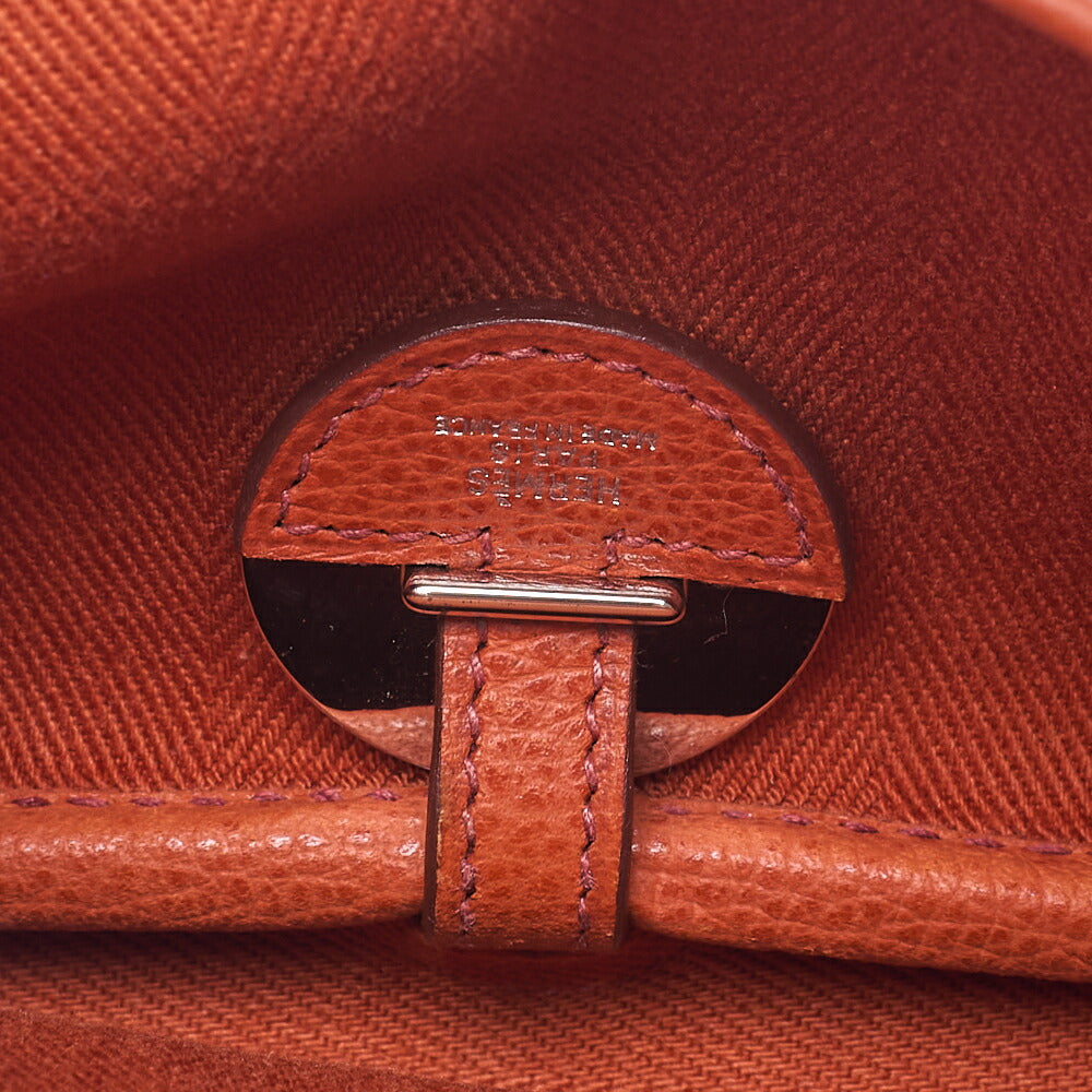 HERMES Sack Colorado PM Liege x Canvas Shoulder Bag Orange Silver-Tone Hardware, Pre-Owned