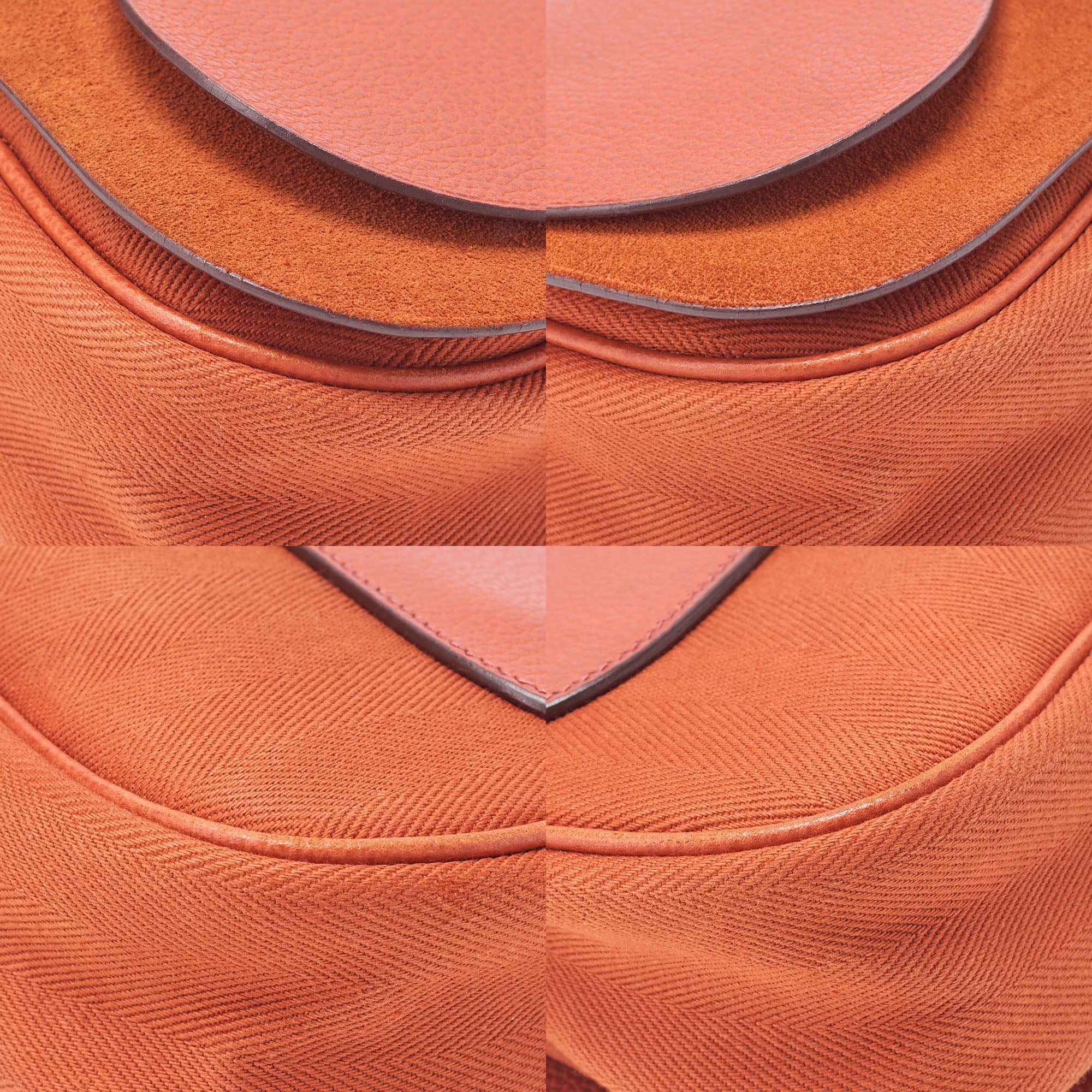 HERMES Sack Colorado PM Liege x Canvas Shoulder Bag Orange Silver-Tone Hardware, Pre-Owned