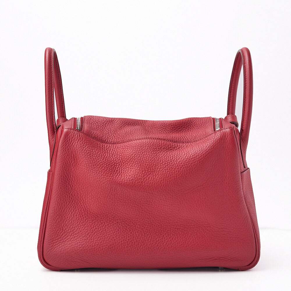 HERMES Lindy 30 2WAY Shoulder Bag Tryon Clemence Rouge Casaque Silver-Tone Hardware Pre-Owned