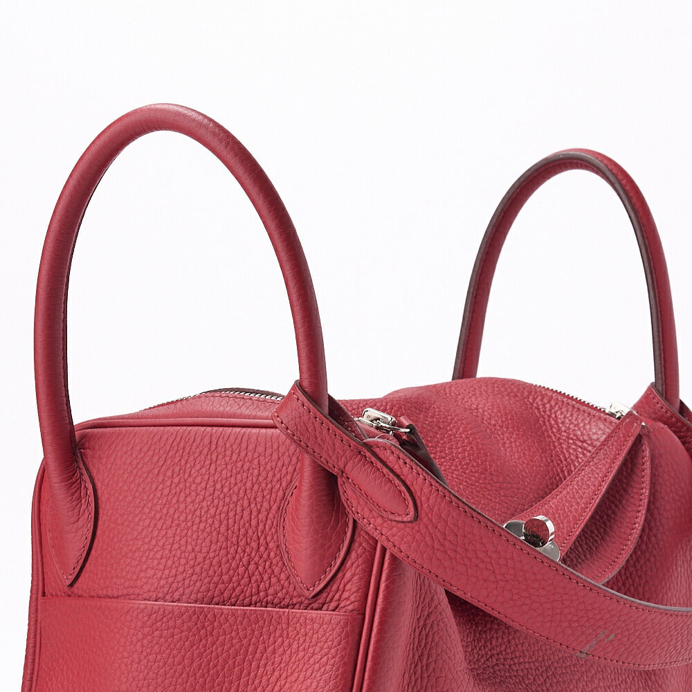 HERMES Lindy 30 2WAY Shoulder Bag Tryon Clemence Rouge Casaque Silver-Tone Hardware Pre-Owned
