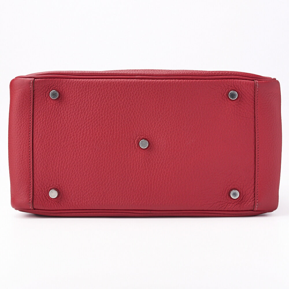 HERMES Lindy 30 2WAY Shoulder Bag Tryon Clemence Rouge Casaque Silver-Tone Hardware Pre-Owned