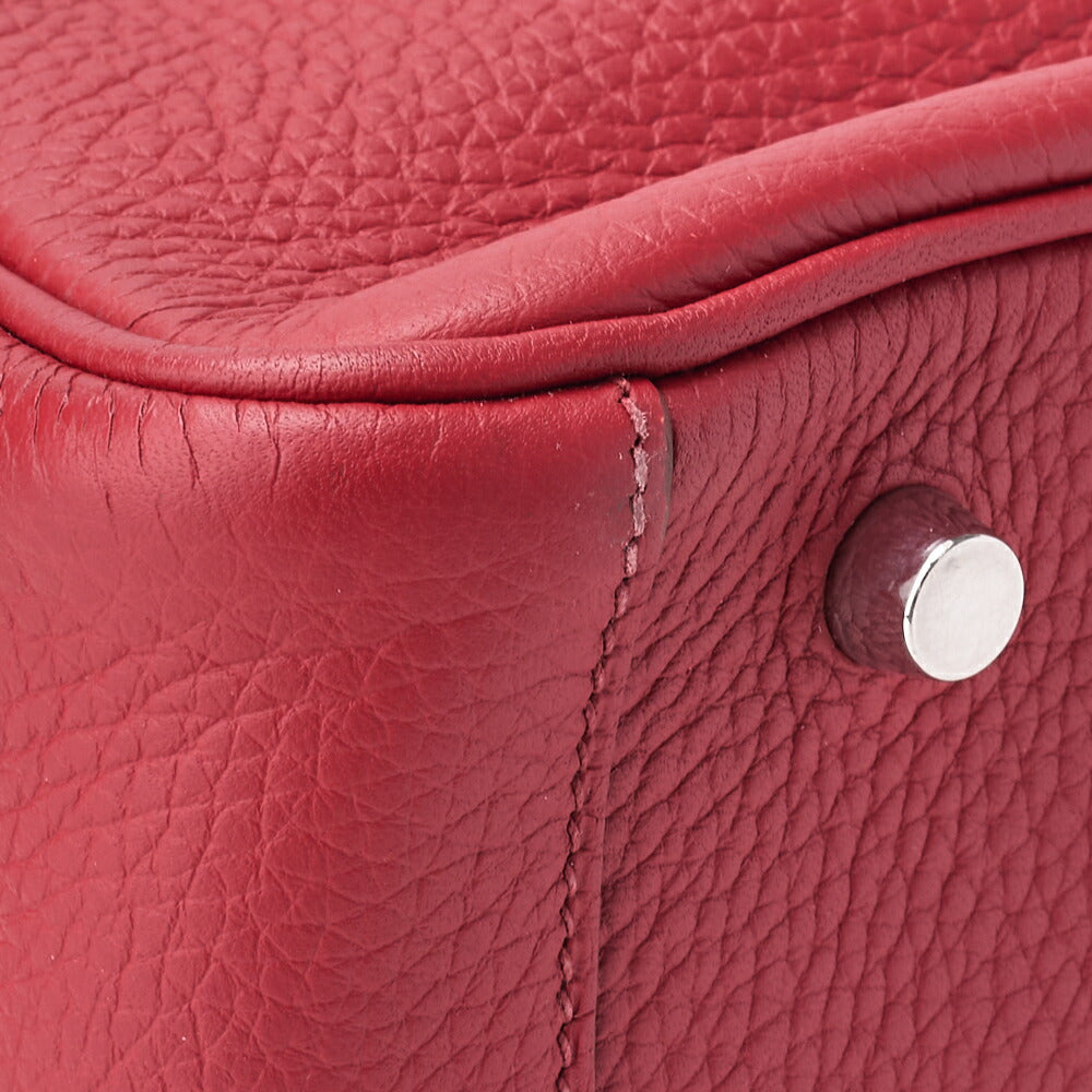 HERMES Lindy 30 2WAY Shoulder Bag Tryon Clemence Rouge Casaque Silver-Tone Hardware Pre-Owned