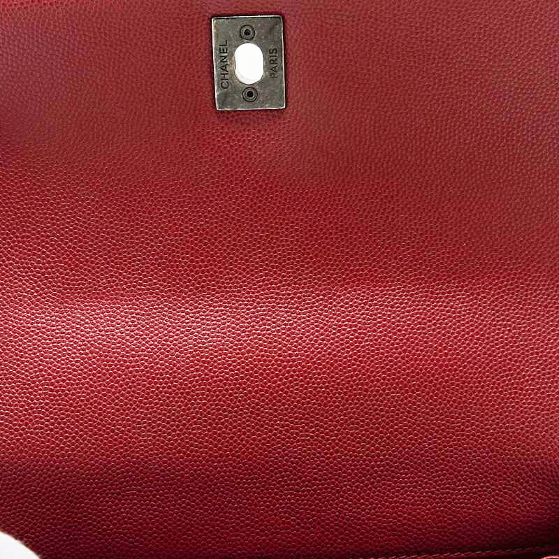 CHANEL Handbag Matelasse Coco Handle 2WAY Caviar Skin Red Silver-Tone Hardware Pre-Owned