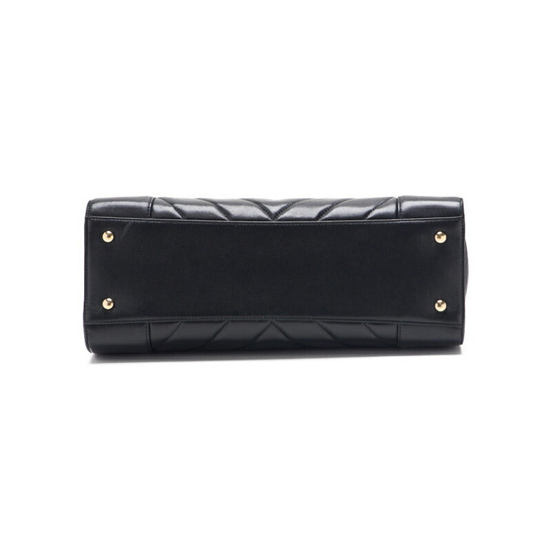 CHANEL Shoulder Bag, V-Stitch Deca Coco, Double Chain, Lambskin, Black, Gold-Tone Hardware, Pre-Owned