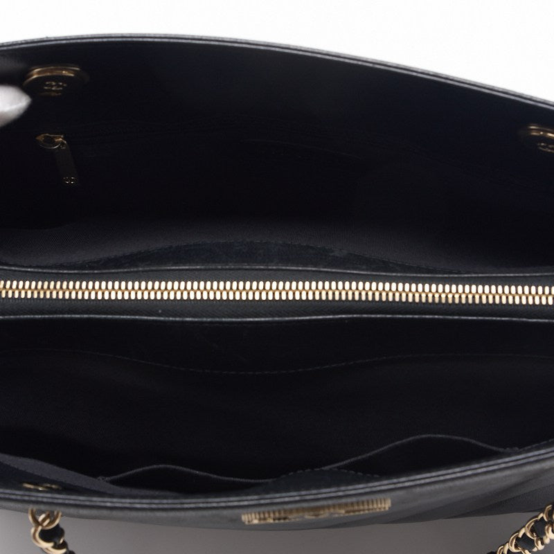 CHANEL Shoulder Bag, V-Stitch Deca Coco, Double Chain, Lambskin, Black, Gold-Tone Hardware, Pre-Owned