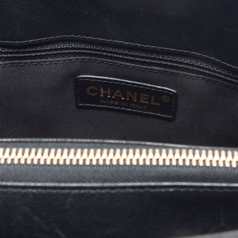 CHANEL Shoulder Bag, V-Stitch Deca Coco, Double Chain, Lambskin, Black, Gold-Tone Hardware, Pre-Owned