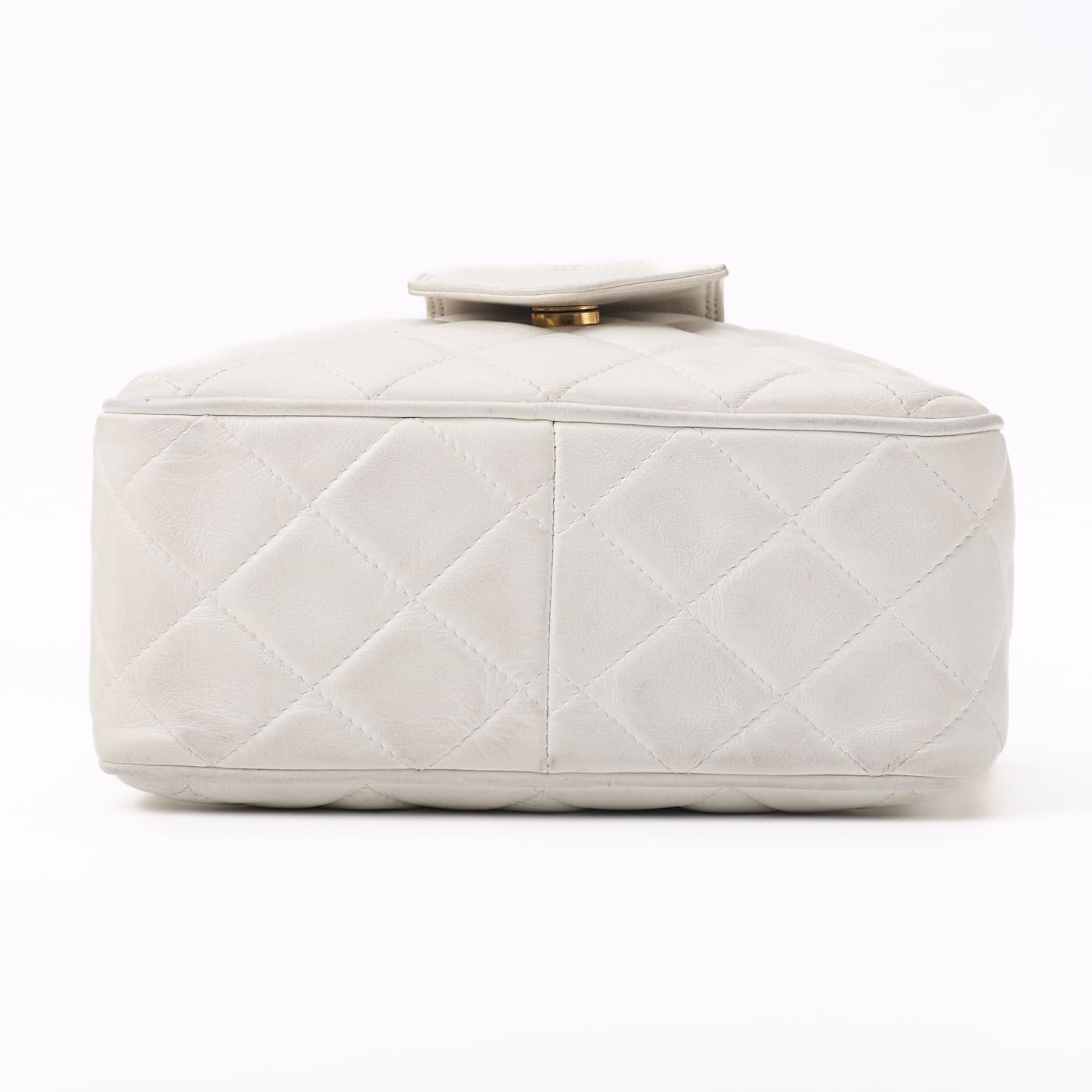 CHANEL Shoulder Bag Mini Matelasse Coco Mark With Fringe Bijou Chain Lambskin White Gold-Tone Hardware Pre-Owned