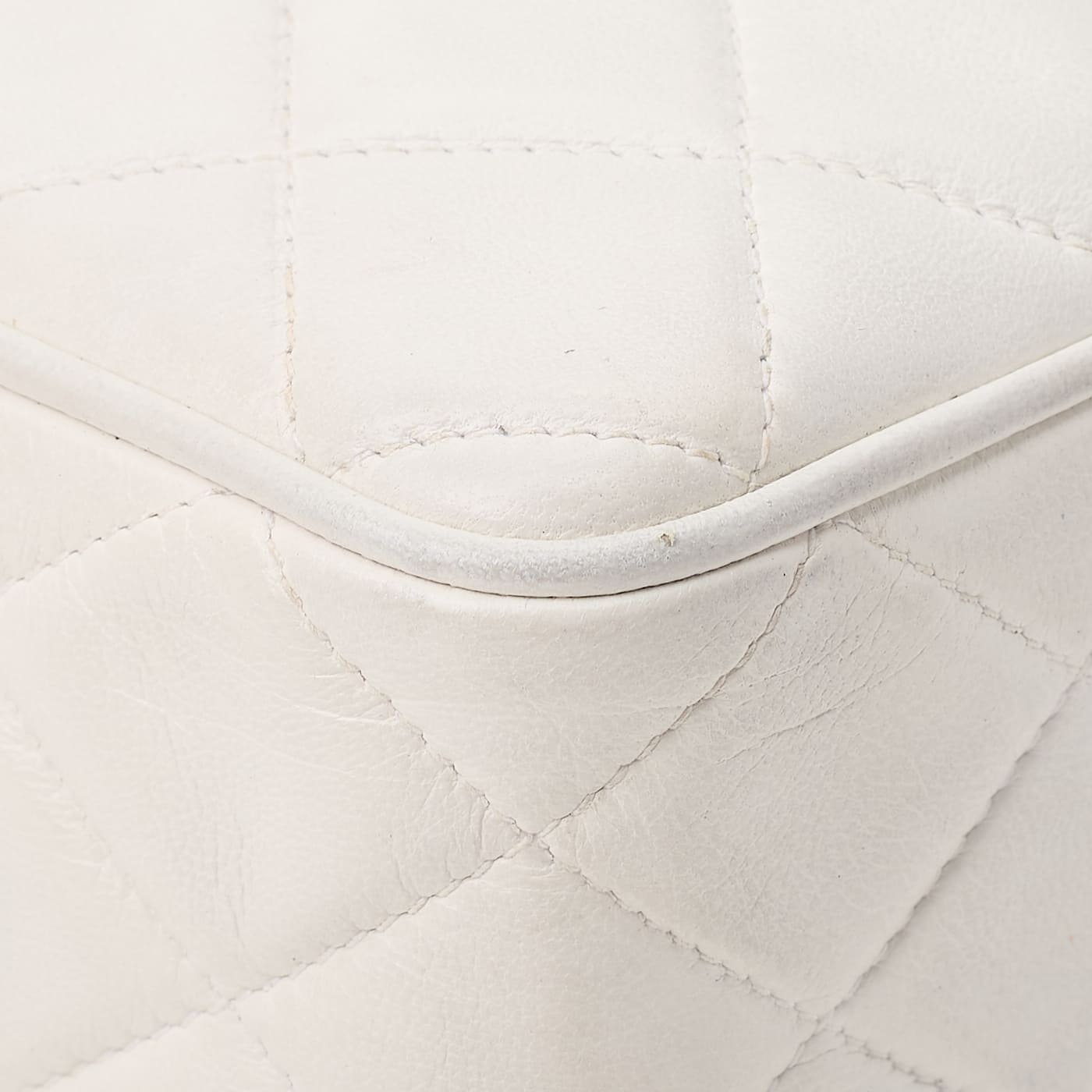 CHANEL Shoulder Bag Mini Matelasse Coco Mark With Fringe Bijou Chain Lambskin White Gold-Tone Hardware Pre-Owned