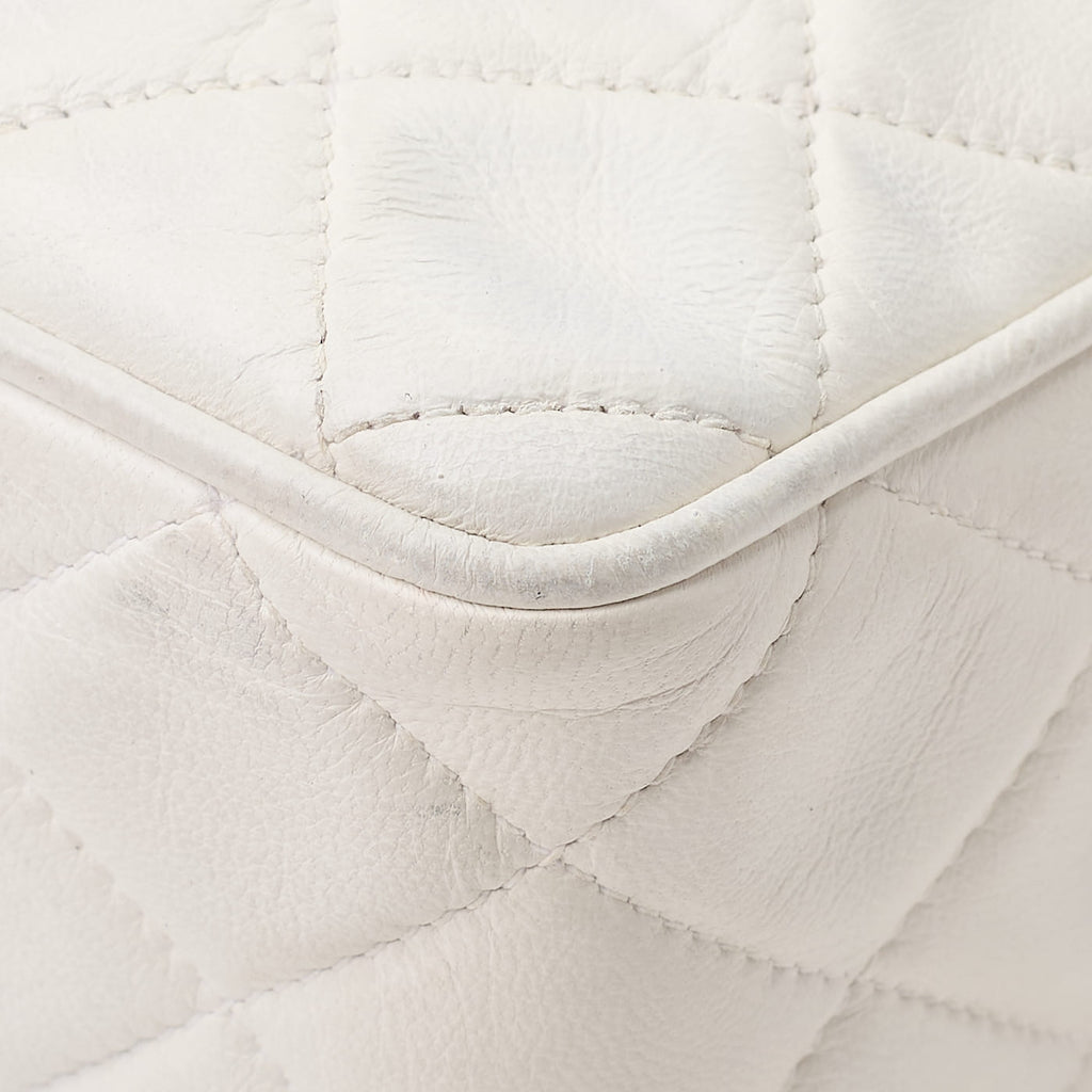 CHANEL Shoulder Bag Mini Matelasse Coco Mark With Fringe Bijou Chain Lambskin White Gold-Tone Hardware Pre-Owned