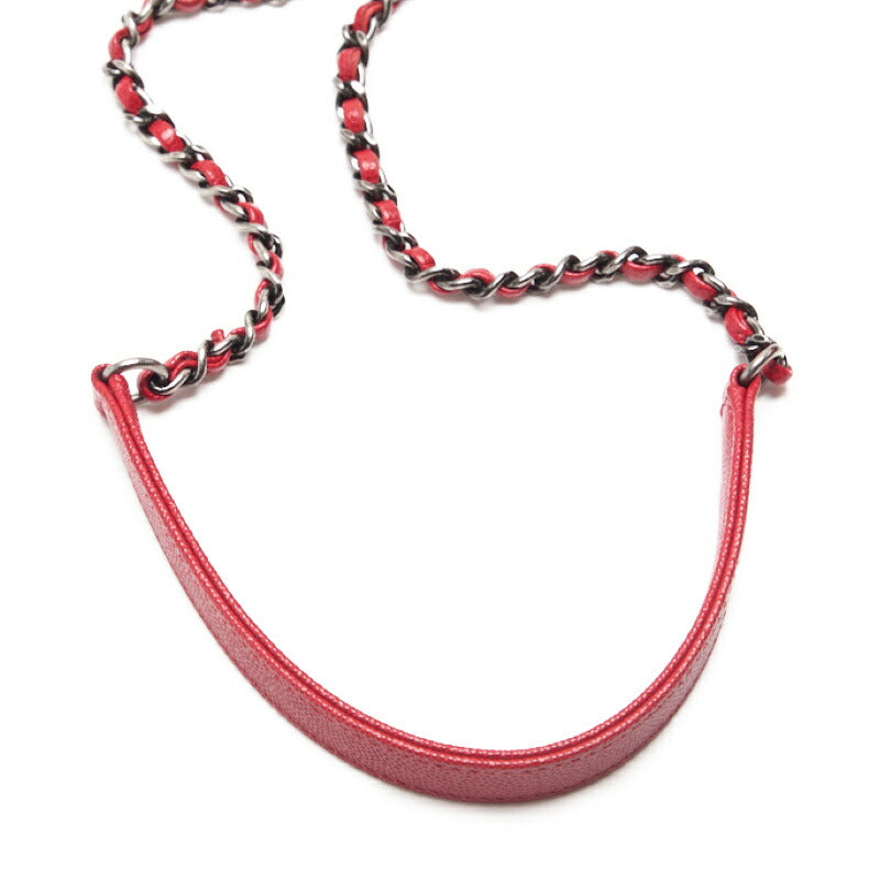CHANEL Handbag Matelasse Coco Handle 2WAY Caviar Skin Red Silver-Tone Hardware Pre-Owned