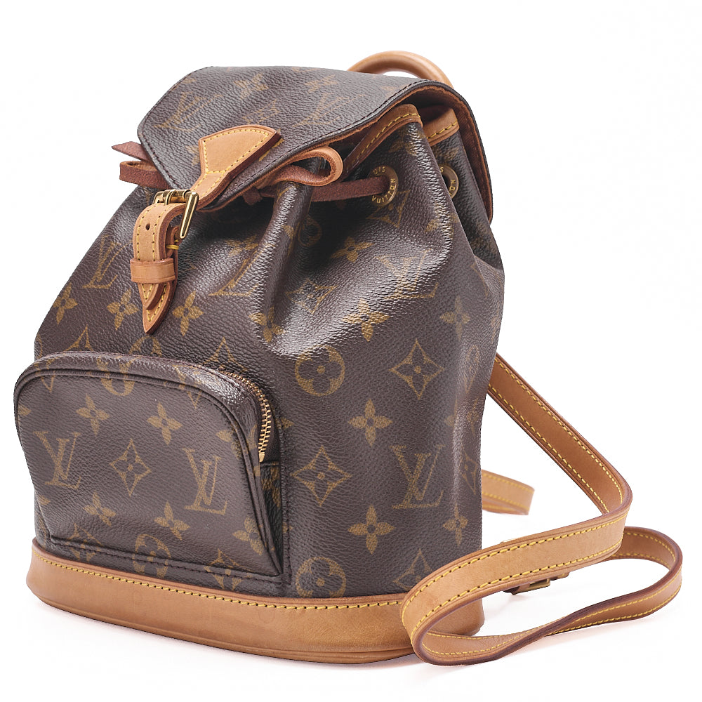 Louis Vuitton Shoulder Backpack Bag, Monogram, Canvas, Brown, Gold-Tone Hardware, Pre-Owned