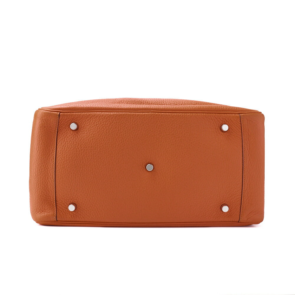 HERMES Lindy 34 Shoulder Bag Tryon Clemence Orange Poppy Silver-Tone Hardware Pre-Owned