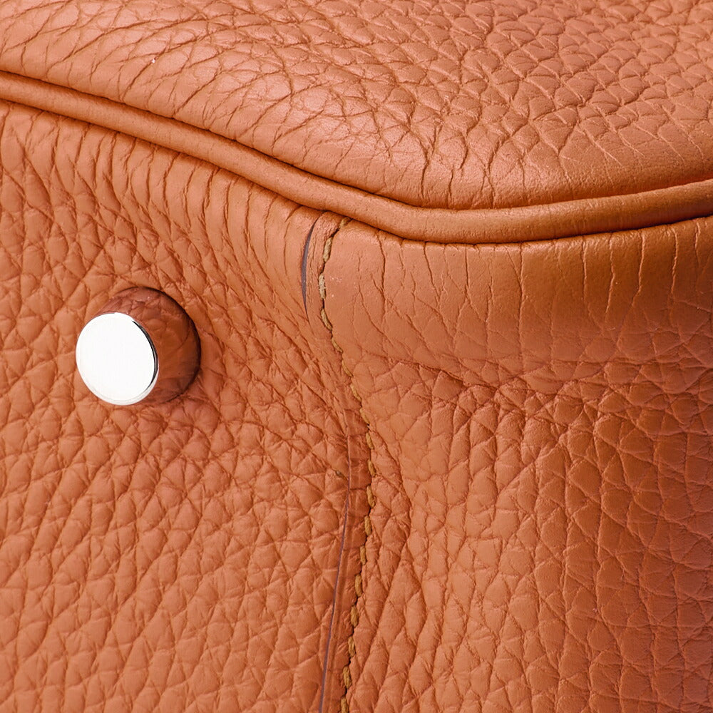 HERMES Lindy 34 Shoulder Bag Tryon Clemence Orange Poppy Silver-Tone Hardware Pre-Owned