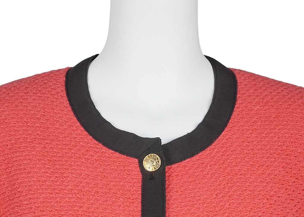 CHANEL Jacket Coat, Coco Button, Long Sleeve, Wool Blend, Red, Gold-Tone Hardware, Pre-Owned