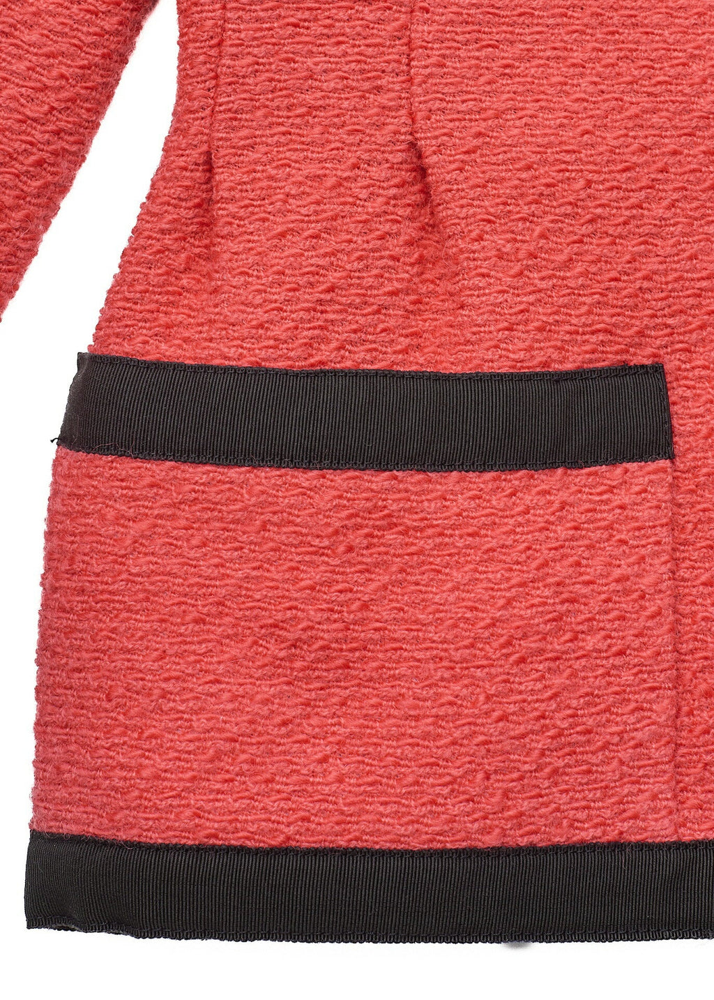 CHANEL Jacket Coat, Coco Button, Long Sleeve, Wool Blend, Red, Gold-Tone Hardware, Pre-Owned